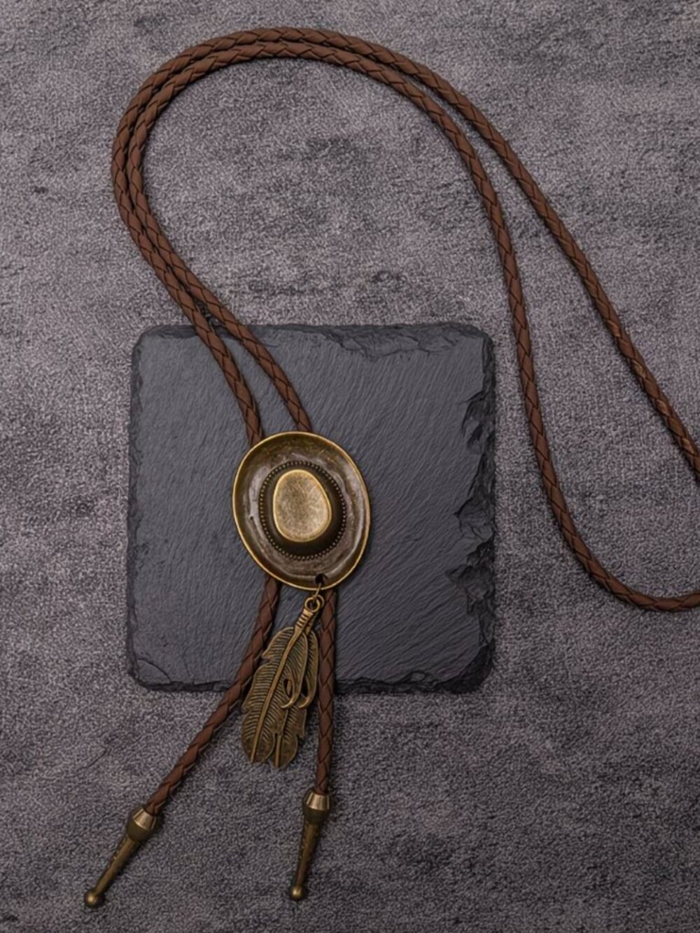 Cowboy Hat Vintage Inspired Western Bolo Tie Texas Style Antique Bronze - Picture 3 of 6